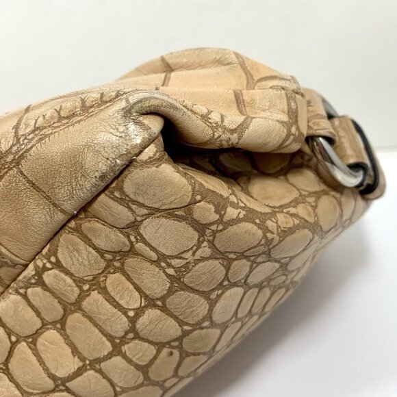 COACH Ashley F17661 Croc Embossed Leather Carry All Tote Bag Purse Chain Strap - Picture 16 of 16